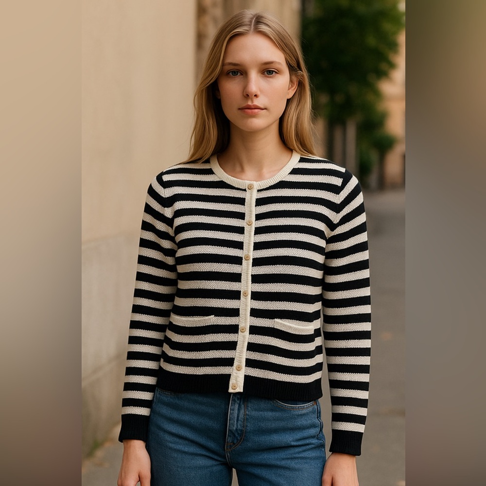 Lillusory Striped Black and White Women's Sweater nwot